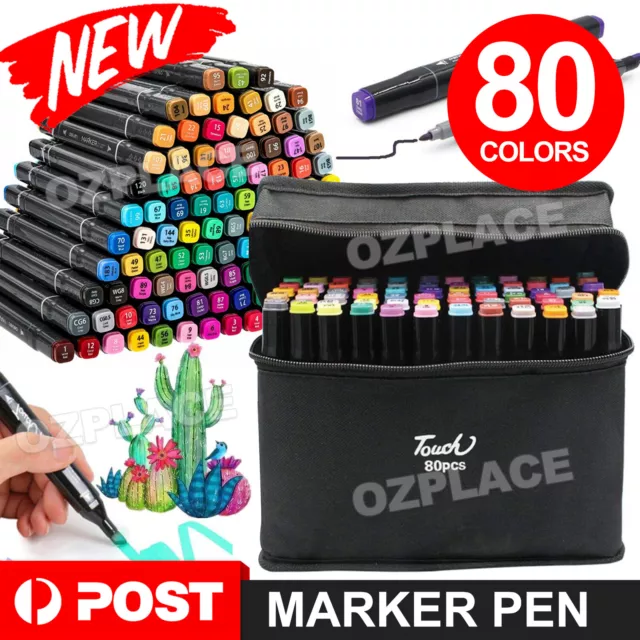 80pcs Color Marker Pen Dual Headed Graphic Artist Sketch Markers Set NEW