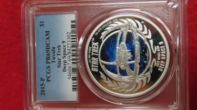 2015 Tuvalu Large 1 OZ .999 Silver Proof $1 Star Trek Deep Space 9 PCGS PR69 HOT 3