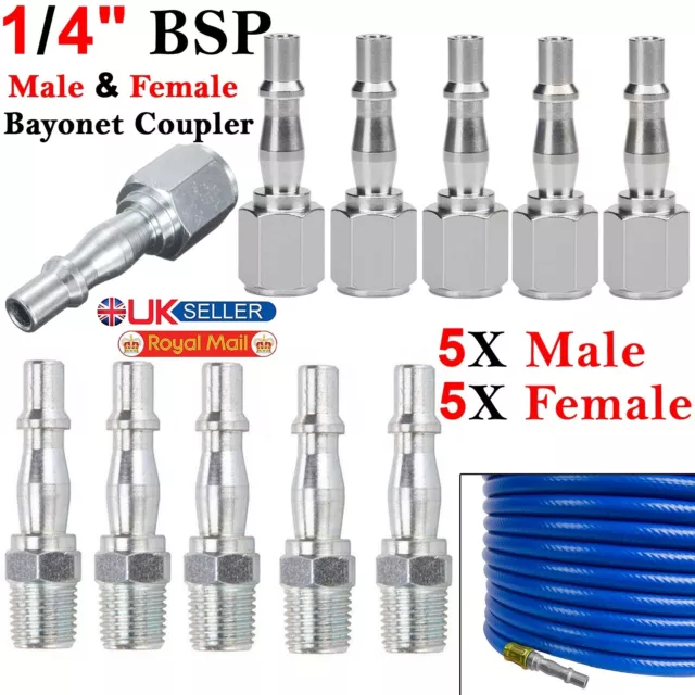 Air Hose Compressor Line Fitting Connector Quick Release Male/Female Set 1/4 BSP