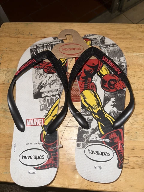 Havaianas Flip-Flops Marvel Iron Man Size US 13 Ice Grey