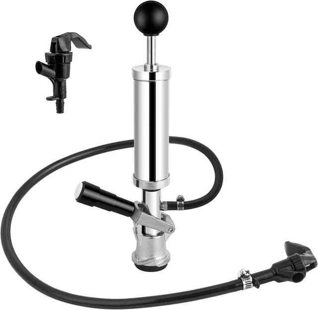 Heavy Duty Complete D-System Beer Keg Pump 4'In Durable Chrome-Plated Brass Body