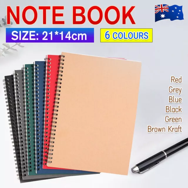 A5 Spiral Coil Notebook Diary Ruled School Vintage Office Student Note Book Memo