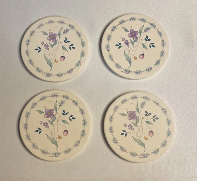 Vintage Pfaltzgraff Drink Coasters Floral Pattern Set of 4 April Pattern