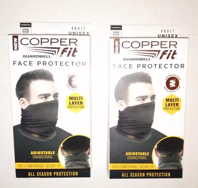 Copper Fit Guardwell Face Protector Mask Adult Gray Lot of 2
