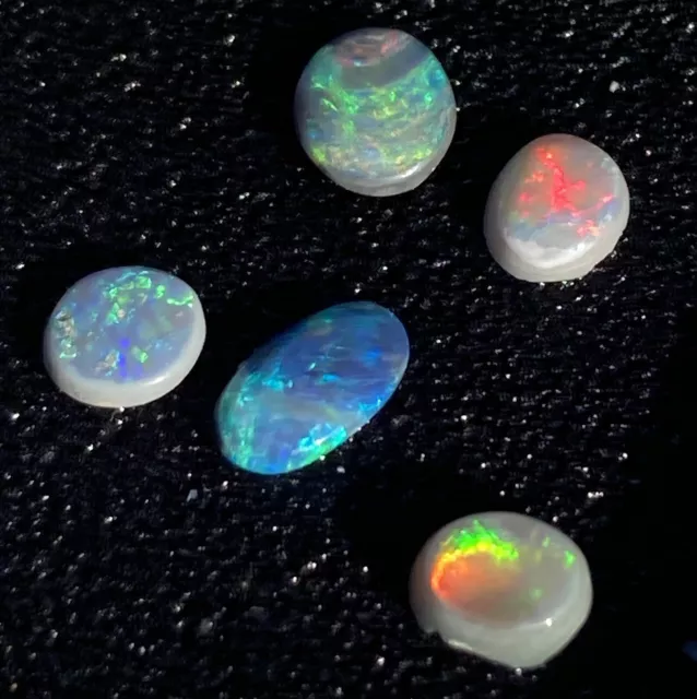 Black Solid Polished Crystal Opal Stone Australia Lightning Ridge Opals Red Gold