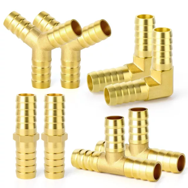 8 Pieces 1/2 Inch Brass Hose Barb Set, 90 Degree L Right Angle Elbow, Y-Shape...