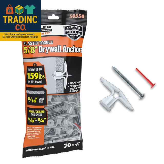 Viti Autoperforanti Per Pareti 25 Set Tasselli Autoforanti Per Cartongesso - Kit Viti E Ancore Per Pareti, 50 Pezzi Totali Kit 25 Ancore 25 Viti - Foto 2