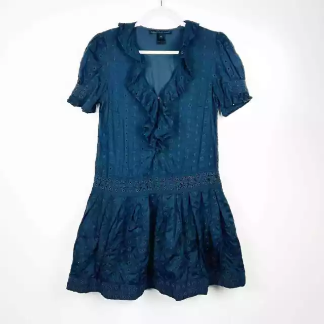 Marc Jacobs Navy Blue Eyelet Lace Dress Cotton Size Medium