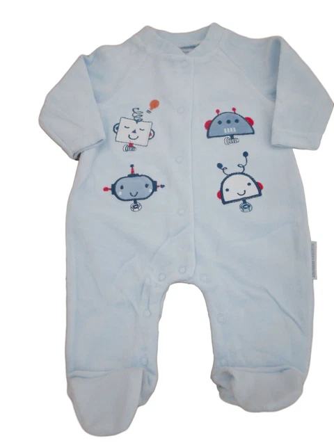 BNWT Baby robot velour sleepsuit all in one clothes  0-3 mth 3-6 mth 6-9 mths