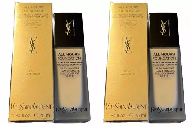 YSL Yves Saint Laurent All Hours Foundation SPF 20 B 40 Warm Sand 0.84 Oz. NIB