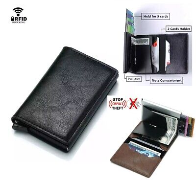 RFID Blocking Genuine Leather Credit Card Holder Money Cash Clip Wallet Purse