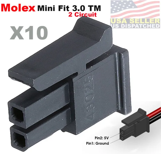 Molex (Pack of 10) Female Housing Receptacle Plug 2 Position, Micro-Fit 3.0 ™
