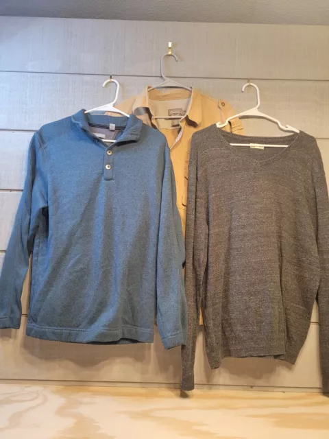 Special Bundle of 3 Large Mens LS Shirts Cabelas, Sonoma, Van Heusen! Very Nice!