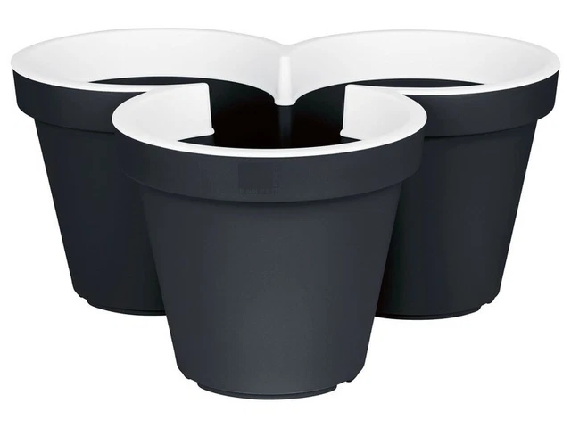 Zhehao Kunststoff-Übertöpfe Set | 4 Stück Schwarze Urnen-Pflanzgefäße 25,4x29,2 Cm | Mit Sockel Für Innen & Außen