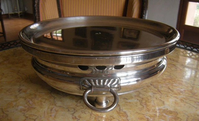 Chauffe Plat Ancien Metal Argente Poincons