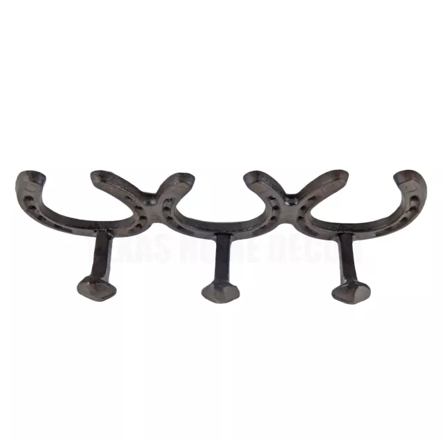 Horseshoes Railroad Spike Triple Wall Hook Rack Rustic Industrial Hanger Brown 3