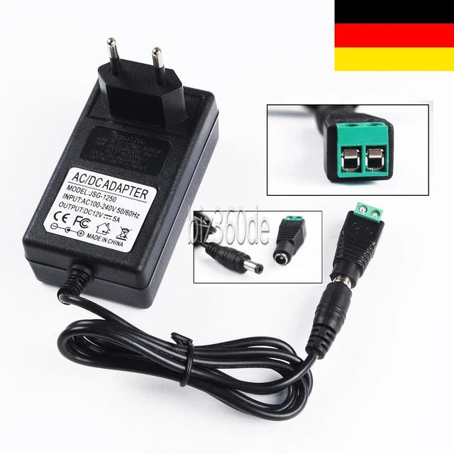 12V 5A AC/DC 60W Trafo Netzadapter Steckernetzteil Ladegerät LED Streifen EUR 11,52 - DE