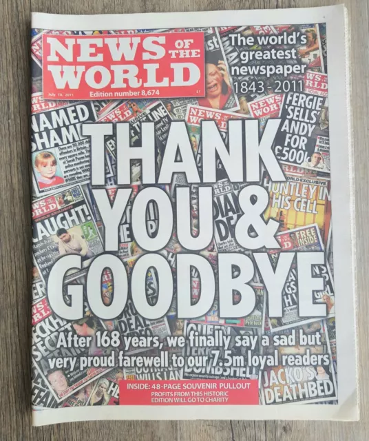 News of the World Newspaper - 10th July 2011 - Last Ever Edition - Complete Mint