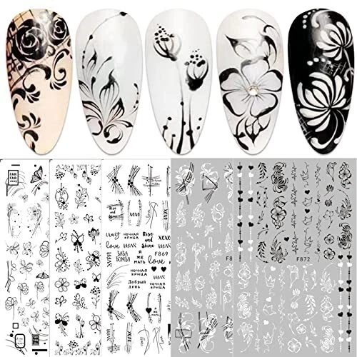 10 Hojas Pegatinas Arte en Uñas con Flor de Primavera Calcomanías Uñas Autoadhesivas
