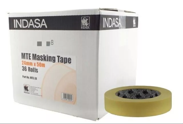 Indasa Masking Tape - 1" 24mm 5 Rolls Low Bake Professional UPVC DIY PAINTER