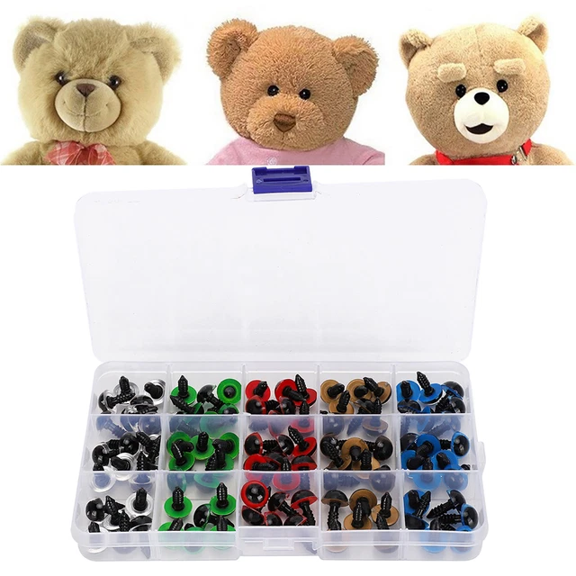 (12mm 15 Grids 100 Pieces)Doll Eyes Accessories Plastic Art Eye Color Teddy Bear