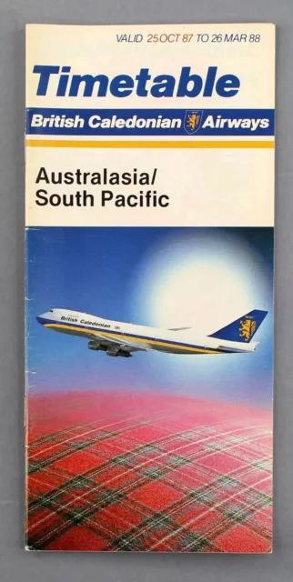 British Caledonian Timetable Winter 1987/88 Australasia South Pacific Issue