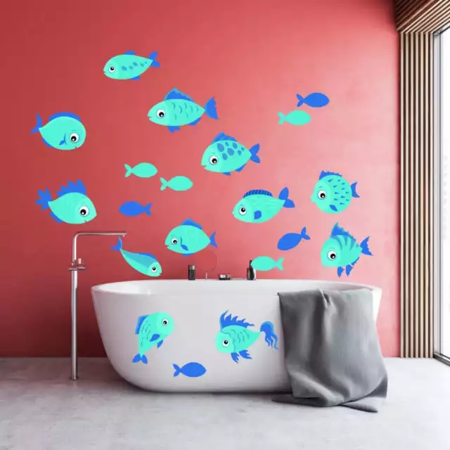 Aufkleber Fische Unterwasserwelt Fliesenaufkleber Wandtattoo Sticker Bad Deko