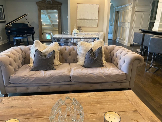 Restoration Hardware Kensington Sofa Fog Perennials Performance Classic Weave