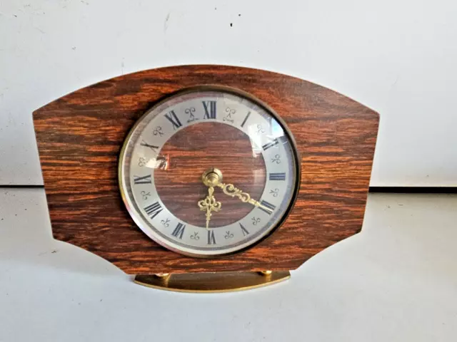 Vintage Bentima Mantle Clock Vintage Gold,Brown Working Quartz Retro 1950’s