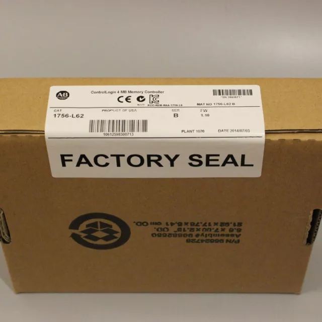 New Factory Sealed AB 1756-L62 /B ControlLogix Processor Unit Controller 1756L62