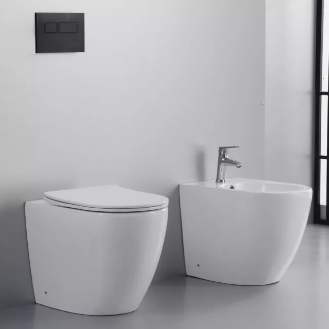 Sanitari A Terra Filo Muro Coprivaso Rallentato Vaso Rimless Bidet Wc Bagno Hoop 2