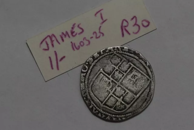 🧭 🇬🇧 UK GB JAMES I 1603-1625 SILVER SHILLING 4.45 Gr. B70 #5884