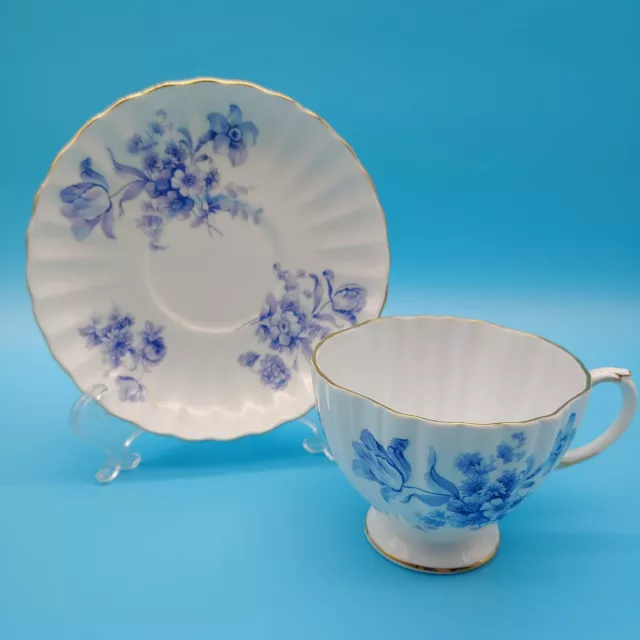 Foley Bone China Tea Cup & Saucer Blue / White #4137