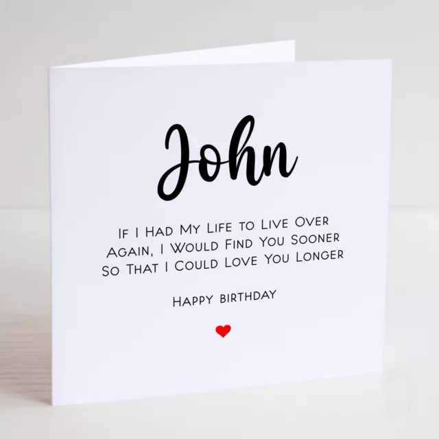 Personalised Birthday Card, I Could Love You Longer, any name Luxury Card BC012