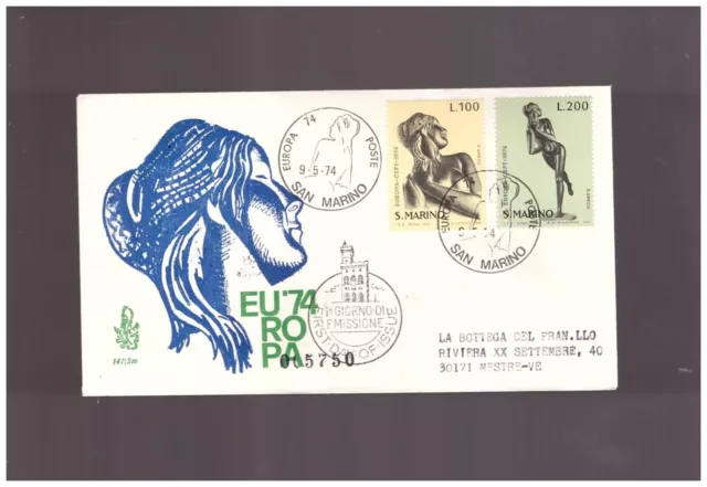 San marino - 1974 fdc europa cept ed Venetia viaggiata