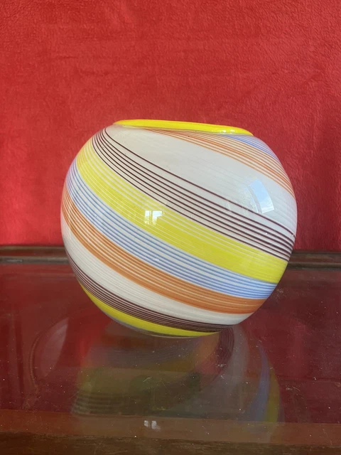 VASE BOULE MURANO ancien Souffler Main vase Boule spiral tourbillon Paolo Venini