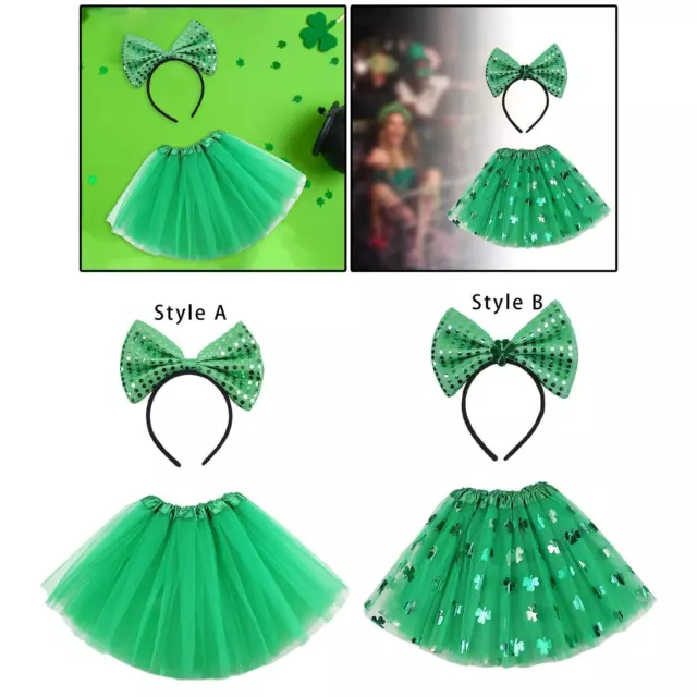 ST. Patricks Day Headband Tutu Skirt Shamrock Cosplay Dress up Headdress Costume