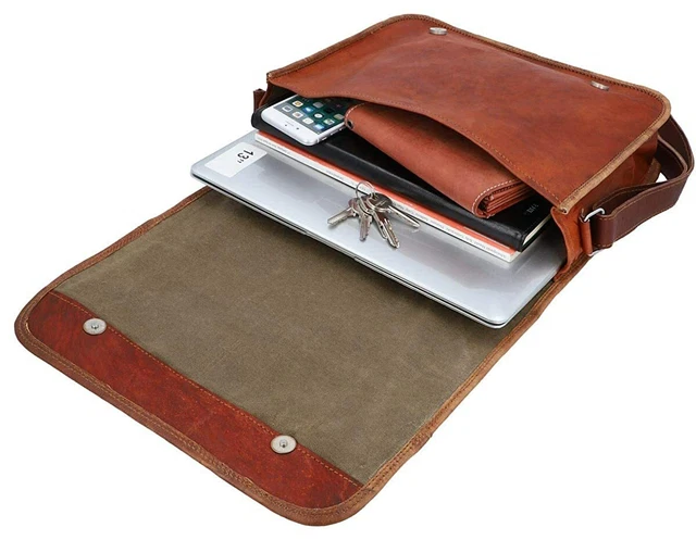 Homme Femmes Mallette Neuf Vintage Bandoulière Cuir Sac Ordinateur Portable 2