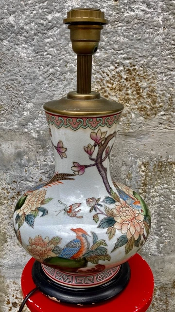 Lampe Chinoise Ancienne – Porcelaine De Canton – 19ème Siècle – Hauteur 35 Cm