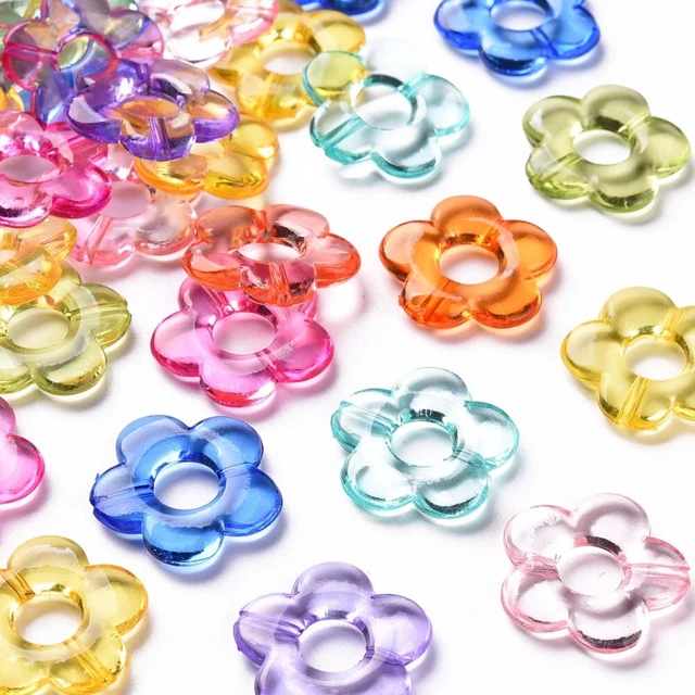 100pcs Flower Shape Spacer Beads 19x20mm Acrylic Bead Frames Random Mixed