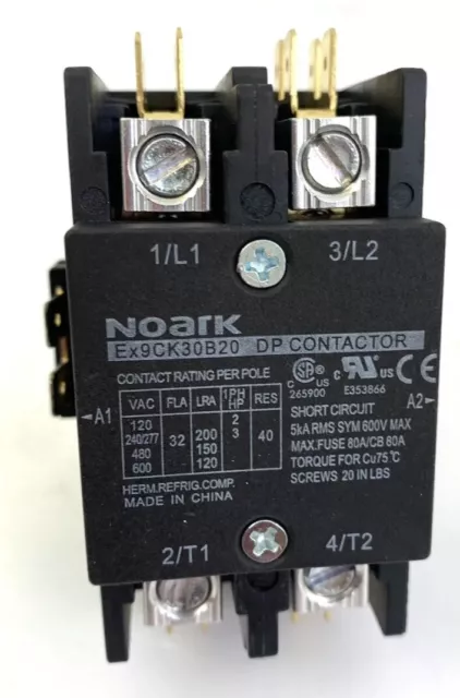 Noark Definite Purpose Contactor 2 pole pn. N4107 30amp 24 Vac