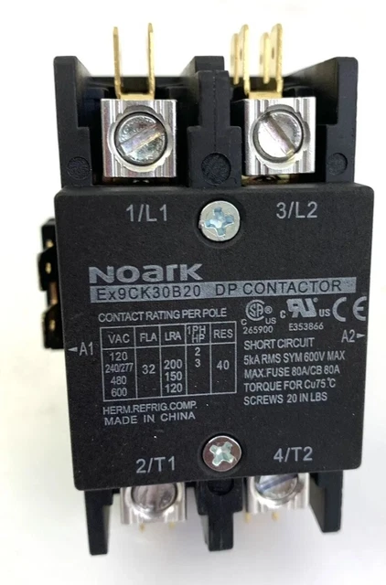 Noark Definite Purpose Contactor 2 pole pn. N4107 30amp 24 Vac