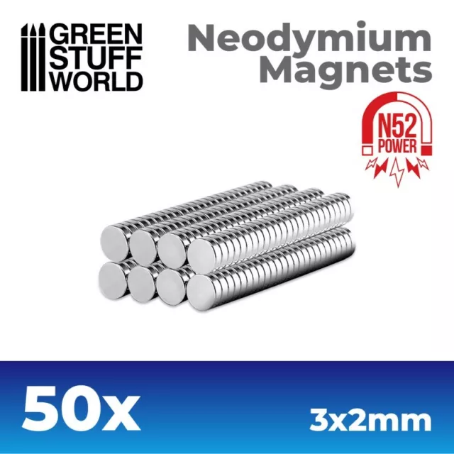 50x Imanes Neodimio - 3x2mm (N52) Hobby Modelismo Warhammer magnet iman 40k