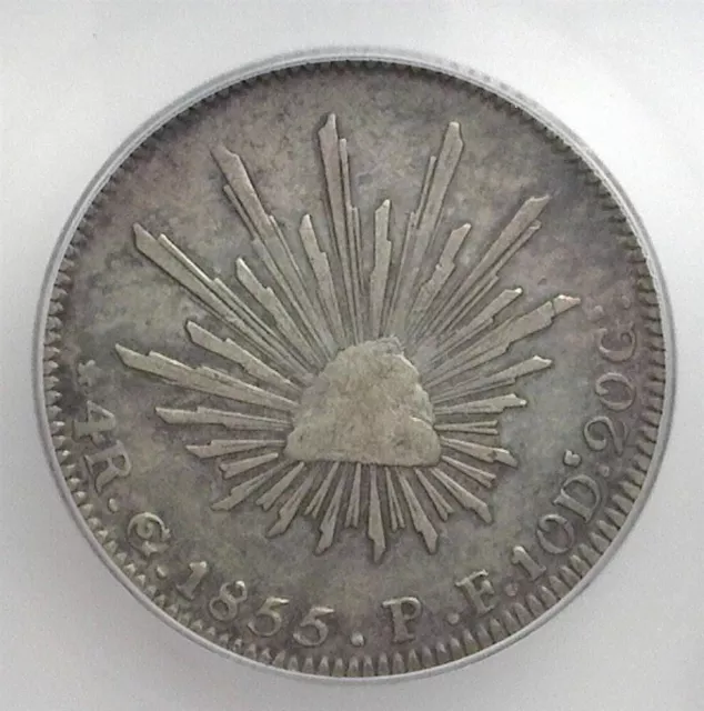 MEXICO ~ 1855-Go,PF SILVER 4 REALES ~ ICG VF25 ~ KM# 375.4