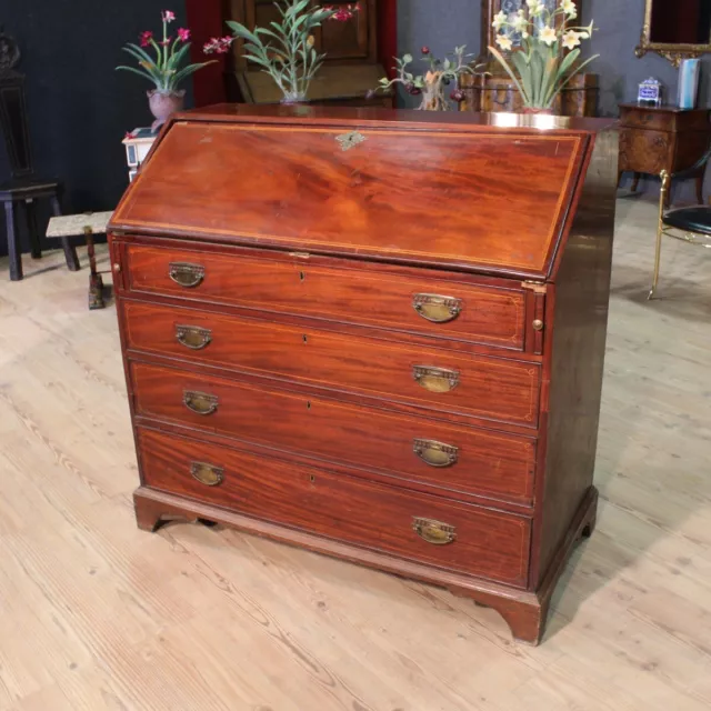 Antiguo escritorio inglés incrustado madera caoba mueble siglo XIX 800 3