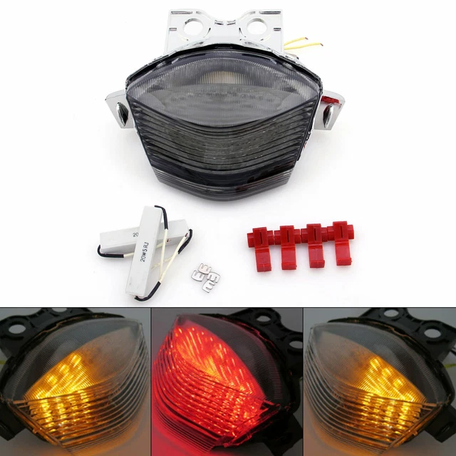 Integrated LED TailLight Turn Signals for Kawasaki Ninja 650R 2006-2008 Smoke U3