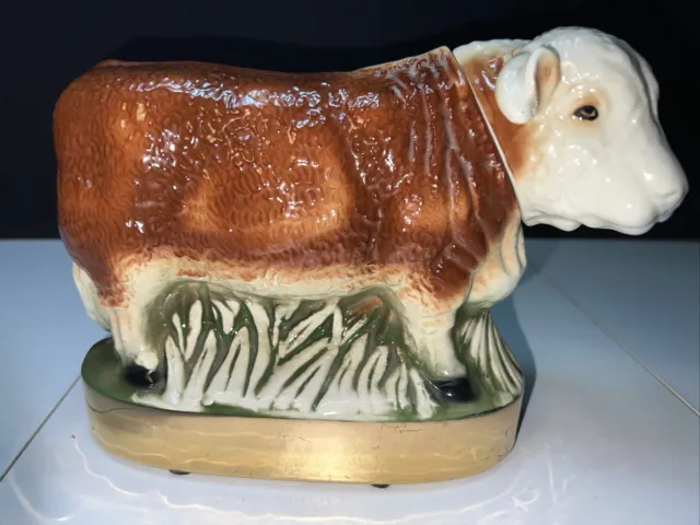 Ezra Brooks Brown Cow Cattle Decanter Empty Made of Fine China Made in 1971