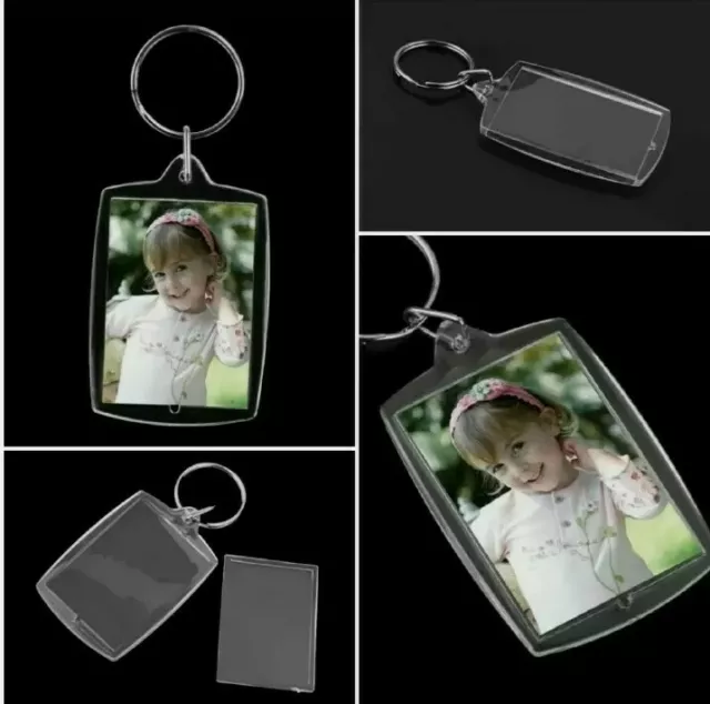 Photo Keyring Picture Frame Key Ring Key Tag Holder Transparent Blank Acrylic