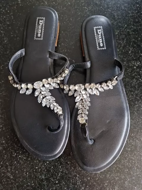 DUNE LONDON BLACK Nara Toe Post Diamante Sandals 5 9.99 PicClick UK