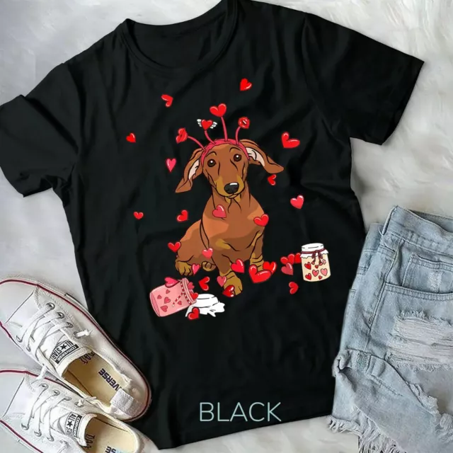 HOT 2024 Dog Valentine Gift Cute Dachshund Retro Unisex Graphic T-shirt S-5XL